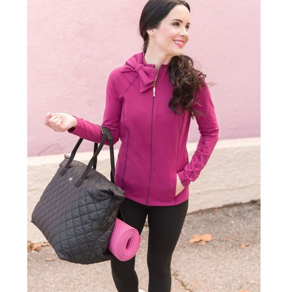 KATE SPADE x BEYOND YOGA Zinfandel Neck Bow Front Zip Jacket sz S Women's Yoga - Picture 16 of 16